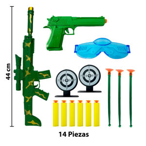 Imagen de Metralleta+pistola lanza dardos c/accesrios-blister 57X12,5c