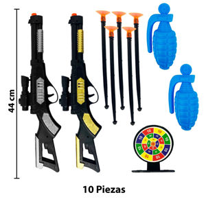 Imagen de Escopetas X 2-con mira y dardos-con accesorios-blister57,5X2