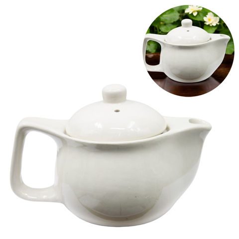 Imagen de Tetera blanca de cerámica con filtro