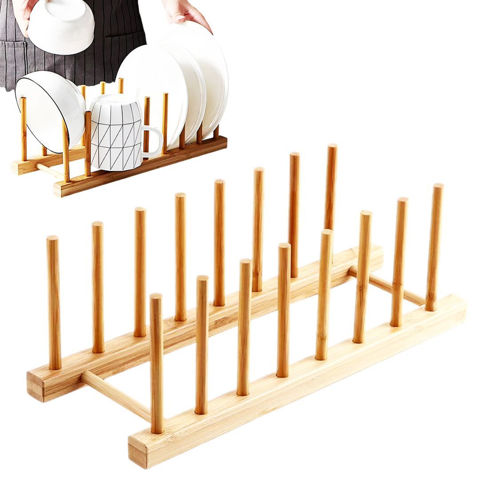Imagen de Organizador soporte multiuso de platos en bamboo