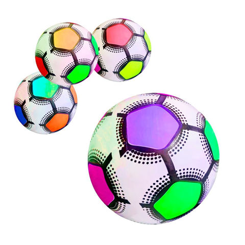 Imagen de Pelota de futbol - 22 cm. diseño exagonos  fondo gris y negr