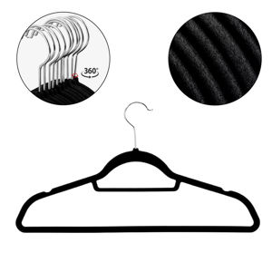 Imagen de Percha forrada Terciopelo Negro con gancho en metal