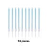 Imagen de Velas de cumpleaños finas-largas x 10pc con base blister 13c