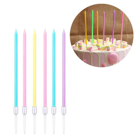 Imagen de Velitas  de cumpleaños  x 6 unid Largas con base