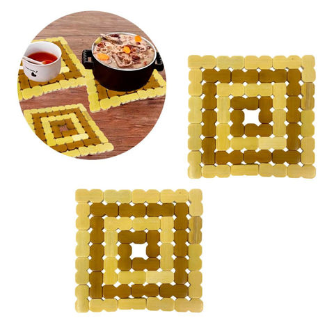 Imagen de Posa fuente cuadrado de bambú 2 unidades