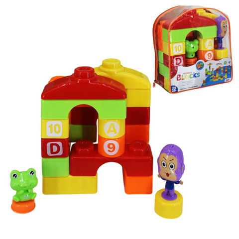 Imagen de Bloques de armar con muñecos 23pc. en mochila transp.18x20cm