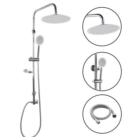 Imagen de Barra para ducha completa con duchero redondo, teléfono y jabonera