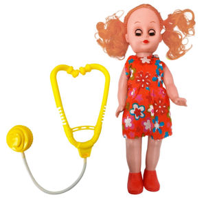 Imagen de Muñeca en bolsa con pelo y vestido-28x12cm.