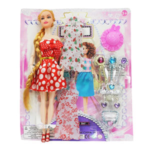 Imagen de Muñeca con accesorios-vestidos+corona-en bolsa-26x30cm.