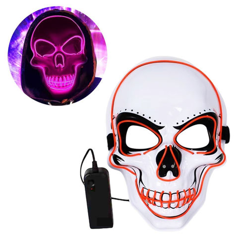 Imagen de Mascara calavera con luz- en bolsa 24x17cm. - pvc - 6 colore