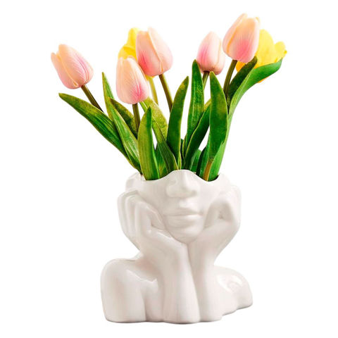 Imagen de Adorno de cerámica media cara pensador