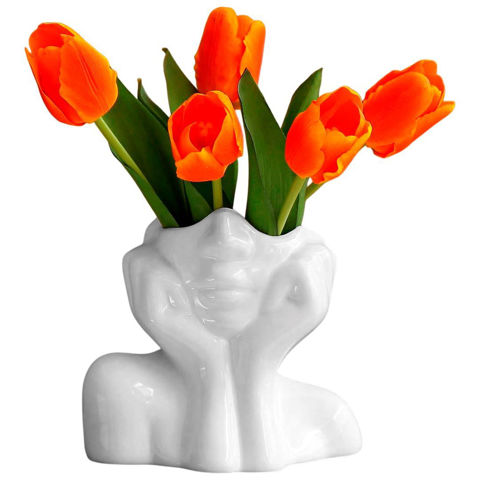 Imagen de Adorno de cerámica media cara pensador