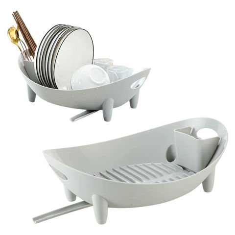Imagen de Escurridor de platos y cubiertos plástico con desague