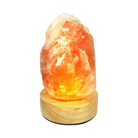 Imagen de Lámpara de Sal con base de madera - USB - Peso aprox 850 gr