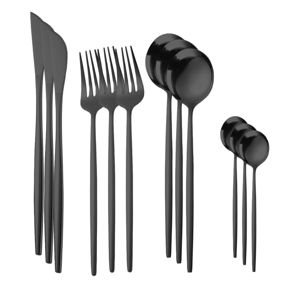 Imagen de Juego de cubiertos  Acero inoxidable Color Negro 24 piezas