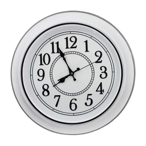 Imagen de Reloj de pared redondo tipo antiguo blanco y negro 45cm.