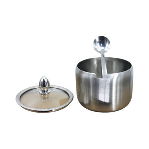 Imagen de Azucarero con tapa vidrio y cuchara en acero inox