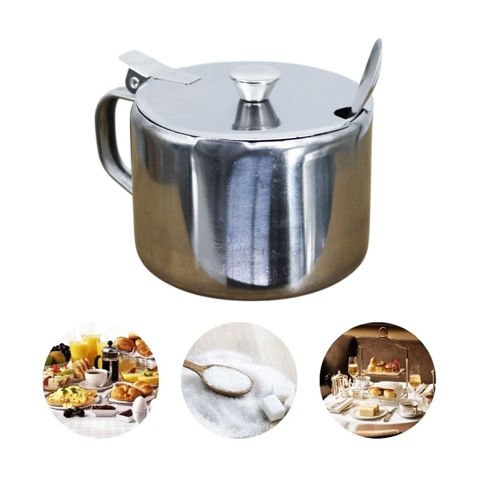 Imagen de Azucarero con tapa y cuchara en acero inox