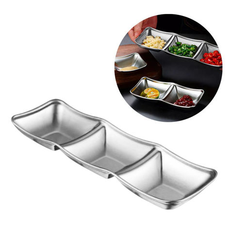 Imagen de Bowl plateado triple cuadrado 8x20cm.Acero inox