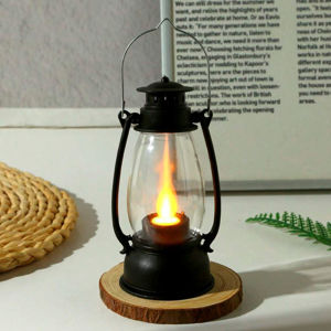 Imagen de Vela Farol antiguo con luz a pila 17x7,5cm.