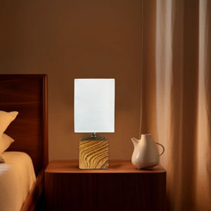 Imagen de Lampara Portátil de Mesa Veladora Base Cubo en cerámica