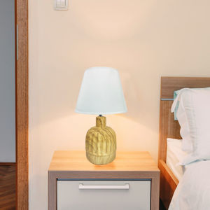 Imagen de Lampara veladora base ceramica tipo madera-33x14cm.