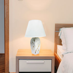 Imagen de Lampara veladora base ceramica tipo marmolada -38x16cm. 2 co