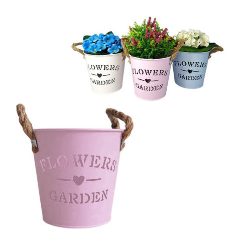 Imagen de Maceta en metal con asas rústicas - Decoración Jardín Interior Exterior