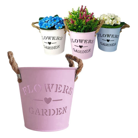 Imagen de Maceta en metal con asas rústicas - Decoración Jardín Interior Exterior