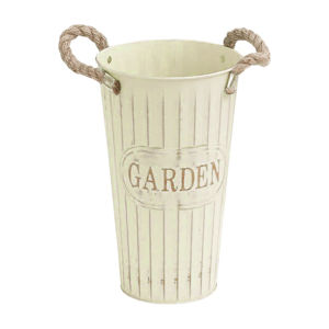 Imagen de Maceta en metal Alta con asas rústicas - Decoración Jardín Interior Exterior