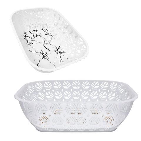 Imagen de Cesto calado rectangular para fruta 29x21x8,5cm. Blanco