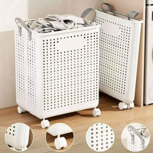 Imagen de Canasto Cesto plegable Con Ruedas y Asas para ropa