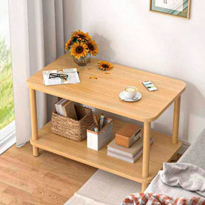 Imagen de Mesa ratona  Mesa auxiliar Con Estante y patas en madera