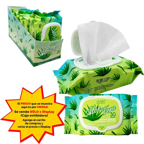 Imagen de Toallitas Ushas desmaquillantes-30 lienzos-aloe