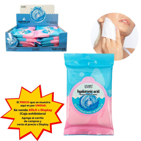 Imagen de Toallitas Ushas desmaquillantes-10 lienzos-acido hialuronico