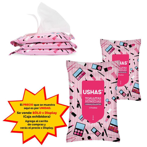 Imagen de Toallitas húmedas Ushas desmaquillantes x 10unid Alta calidad