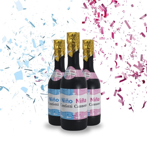 Imagen de Botella lanza papelitos Revelador de género Baby Shower