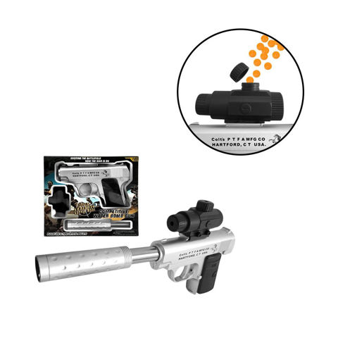 Imagen de Pistola en caja visora con mira y silenciador-14x11cm,