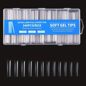 Imagen de Tips soft gel extensiones de uñas extra largas 240 unidades