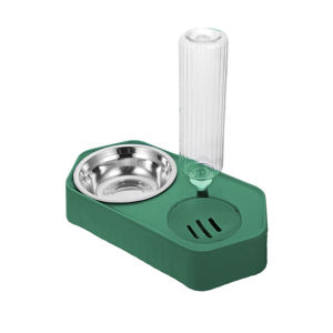 Imagen de Plato doble para mascotas - Plato comida acero + Plato agua + Botella surtidora