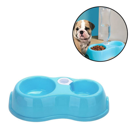 Imagen de Plato Doble para mascotas con porta botellas