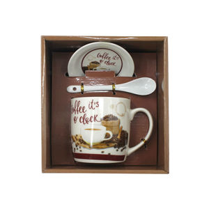 Imagen de Taza en cerámica con plato y cuchara