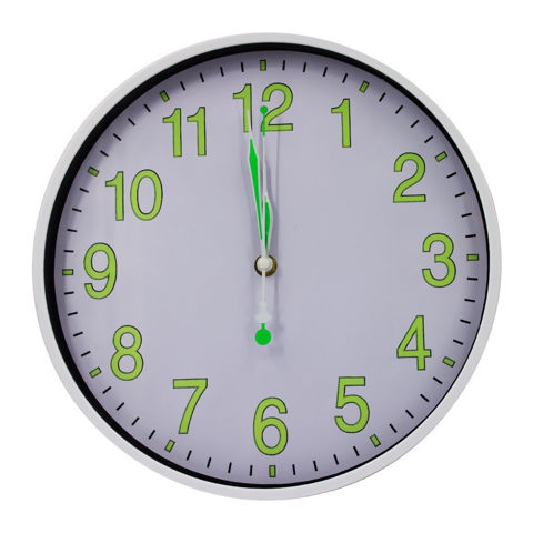 Imagen de Reloj de pared redondo - Fondo Blanco Número Fluorescentes