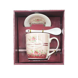 Imagen de Taza cerámica con cuchara y plato - Diseños varios MAMÁ