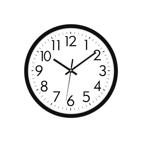 Imagen de Reloj de pared redondo blanco + negro clasico- 29,5cm.
