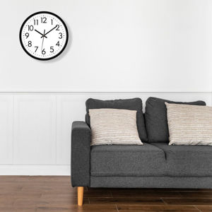 Imagen de Reloj de pared redondo blanco + negro clasico- 29,5cm.