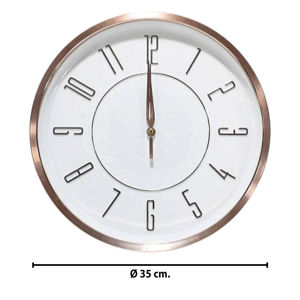 Imagen de Reloj de pared redondo blanco y dorado - 35cm.