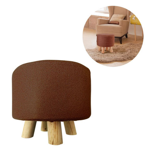 Imagen de Banqueta Puff Banco Tapizada Tela Patas  De Madera