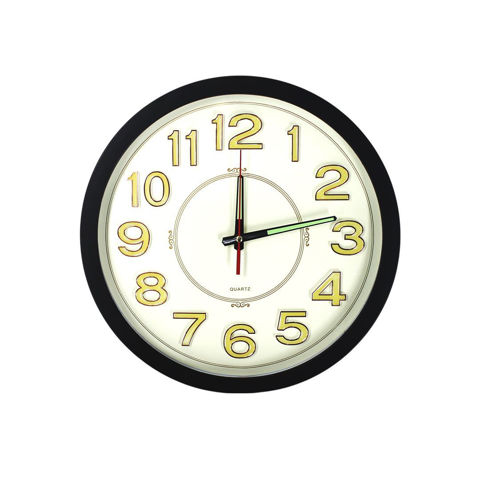Imagen de Reloj de pared redondo negro numeros fluorescentes - 35cm