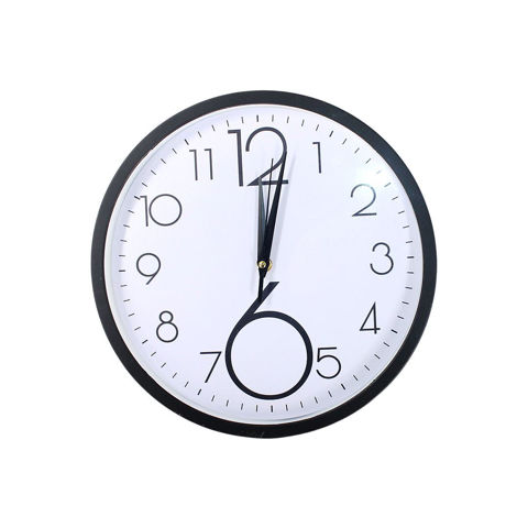 Imagen de Reloj de pared redondo negro y blanco 2 numeros grandes- 29,